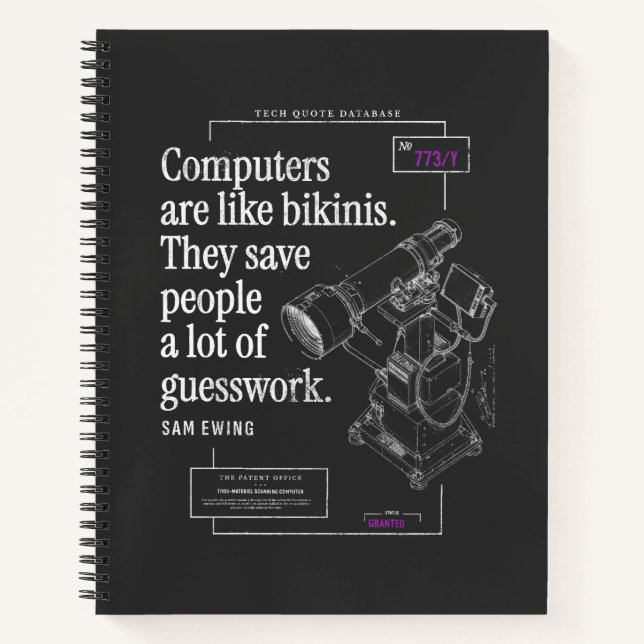 Computers Bikinis Funny Tech Quote Patent Drawing Notebook (Front)