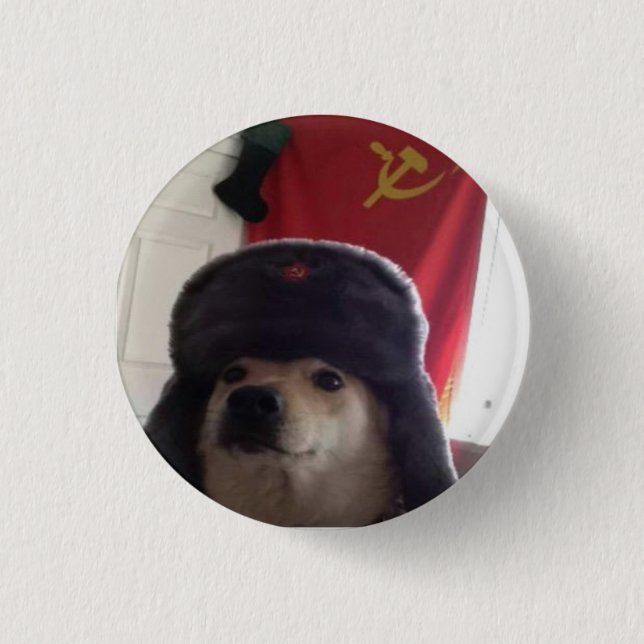 Comrade Doge the Communist Doggo Pupper 1 Inch Round Button (Front)