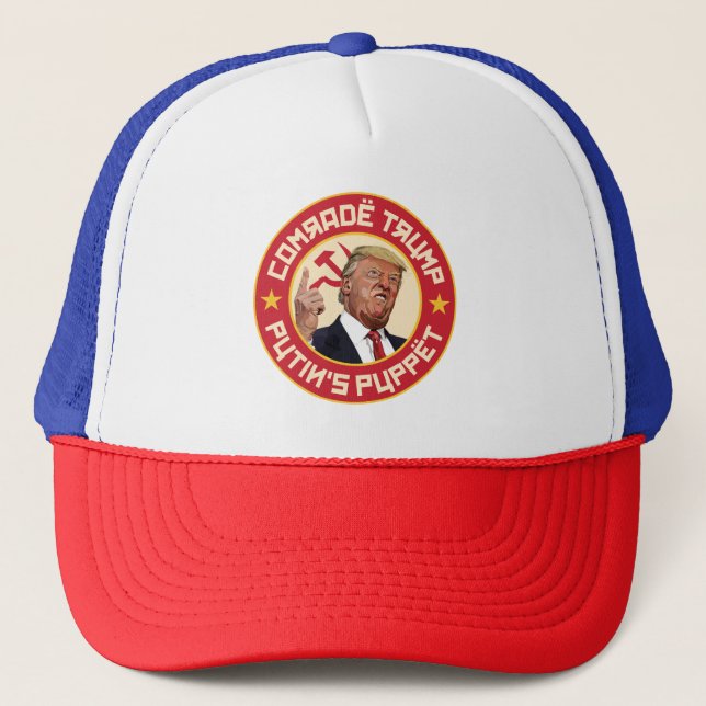 Comrade Trump: Putin's Puppet- Soviet Illustration Trucker Hat (Front)