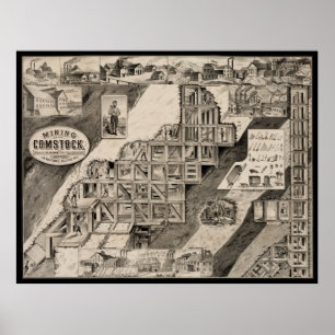 Comstock Lode Mine Engraving (1876) Poster