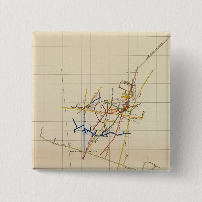 Comstock Mine Maps Number II 2 Inch Square Button (Front)