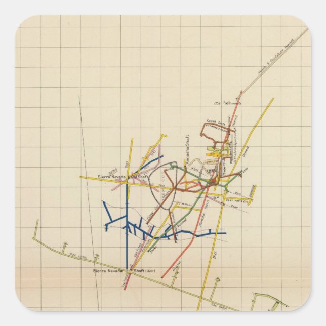 Comstock Mine Maps Number II Square Sticker (Front)