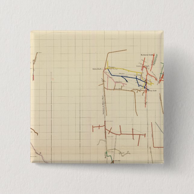 Comstock Mine Maps Number V 2 Inch Square Button (Front)