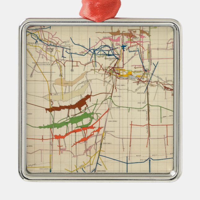 Comstock Mine Maps Number VI Metal Ornament (Front)