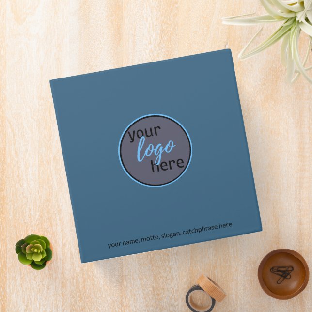 COMTEMPORARY MODERN LOGO BRANDED BLUE CUSTOM TEXT BINDER (In Situ)