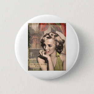 CON13CRBWRD-V4 The Thinker Red Lips.tif 2 Inch Round Button