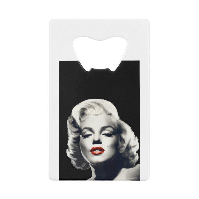 CON24BW-V4 Red Lips Marilyn IN BLACK.tif Credit Card Bottle Opener (Front)