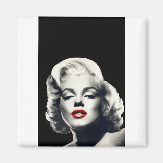 CON24BW-V4 Red Lips Marilyn IN BLACK.tif Magnet (Front)