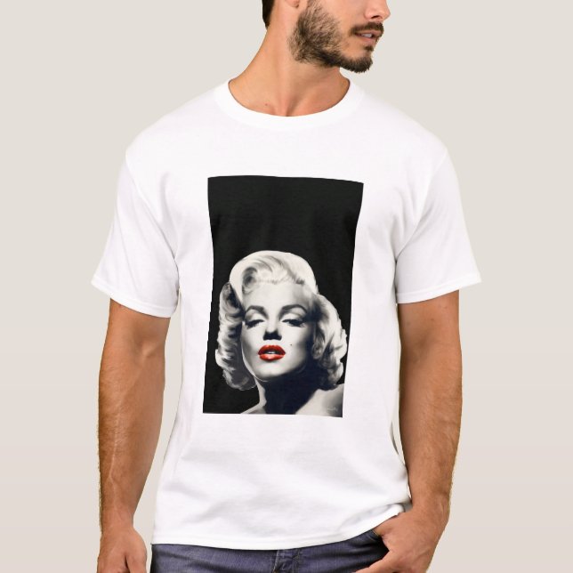 CON24BW-V4 Red Lips Marilyn IN BLACK.tif T-Shirt (Front)