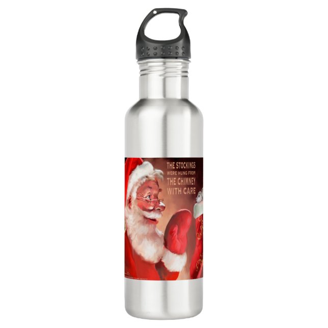 CON33 Santa 3 Stockings.tif 710 Ml Water Bottle (Front)