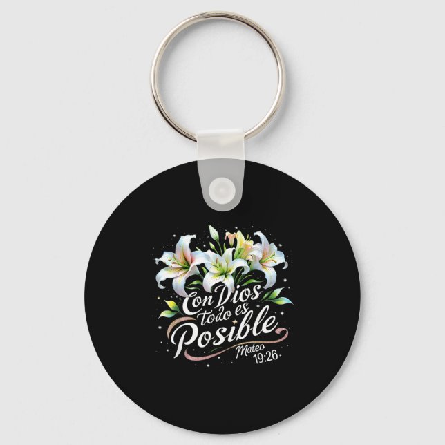 Con Dios Todo Es Sible Mateo 19_26 Gift  Keychain (Front)