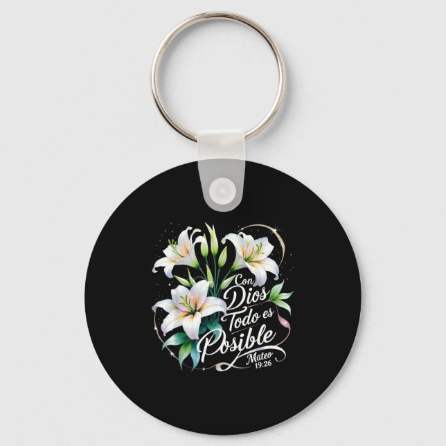 Con Dios Todo Es Sible Mateo 19_26 Gift  Keychain (Front)