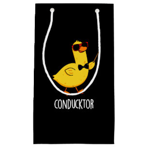 Con-duck-tor Funny Music Conductor Duck Pun Dark B Small Gift Bag