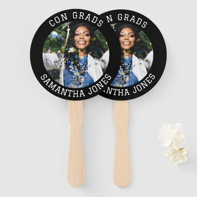 Con Grads simple Graduate photo modern Graduation Hand Fan (Front and Back)