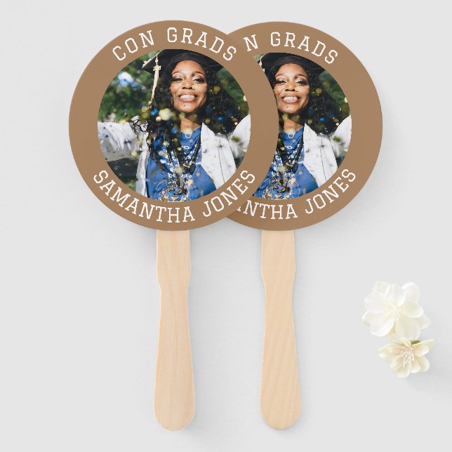 Con Grads simple Graduate photo modern Graduation Hand Fan (Front and Back)