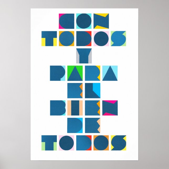 CON TODOS White Colourful Poster (Front)