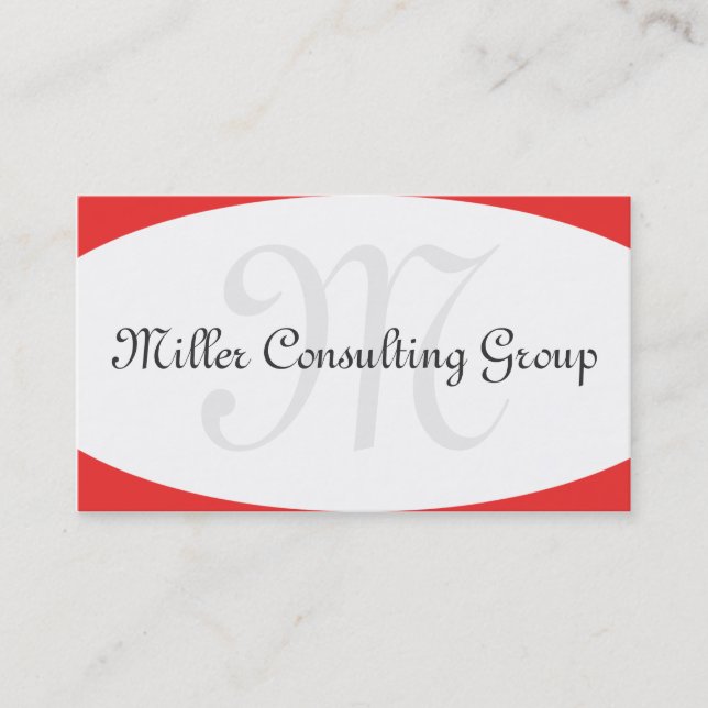 Concave Monogram Red Business Cards (Front)