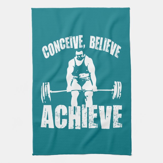 Conceive, Believe, Achieve - Workout Motivational Kitchen Towel (Vertical)
