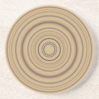Concentric Beige & Brown Circles Sandstone Coaster