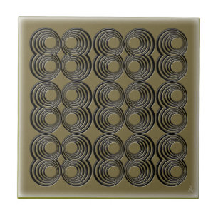 Concentric Black Circles on Olive Green Tile