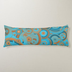 Concentric Circle Gradient Orange Rust Turquoise Body Pillow