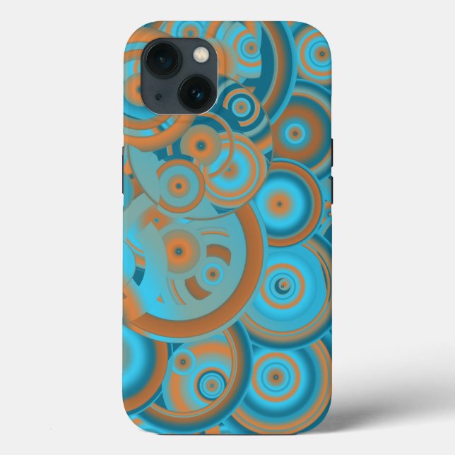 Concentric Circle Gradient Orange Rust Turquoise Case-Mate iPhone Case (Back)