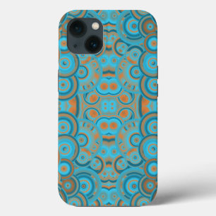 Concentric Circle Gradient Orange Rust Turquoise iPhone 13 Case