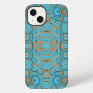 Concentric Circle Gradient Orange Rust Turquoise iPhone 13 Case