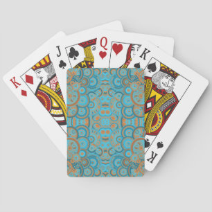Concentric Circle Gradient Orange Rust Turquoise Playing Cards