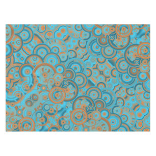 Concentric Circle Gradient Orange Rust Turquoise Tablecloth