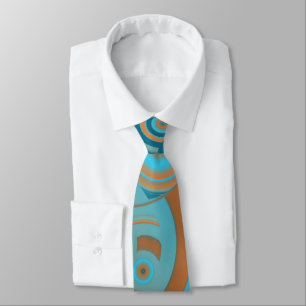 Concentric Circle Gradient Orange Rust Turquoise Tie