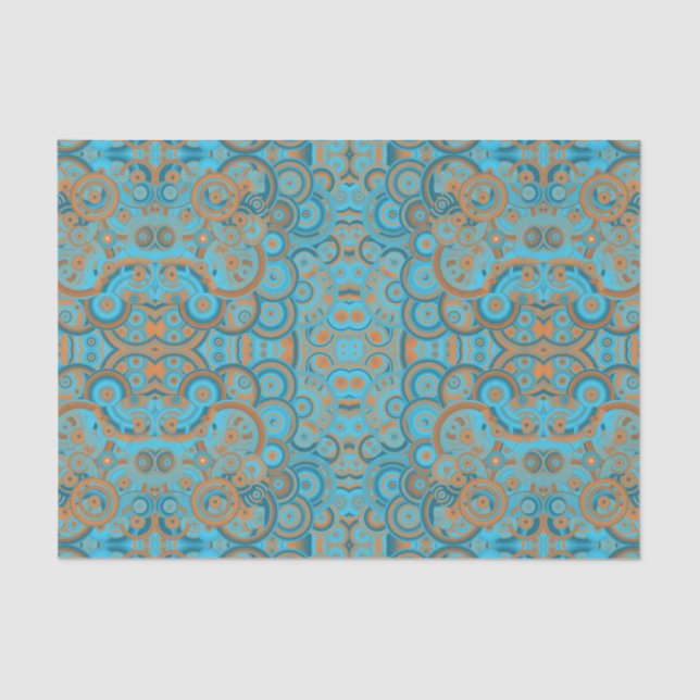 Concentric Circle Gradient Orange Rust Turquoise Tissue Paper (Front)