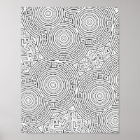 Concentric Circle Mosaic Colouring Page Pattern Ar