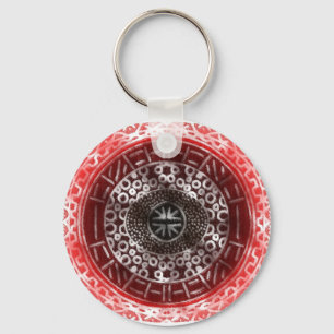 Concentric Circles African Tribal Print red ombre Keychain