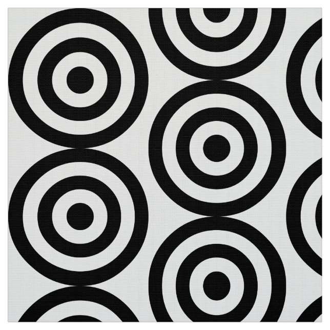 Concentric Circles - Black on White Fabric (Swatch)
