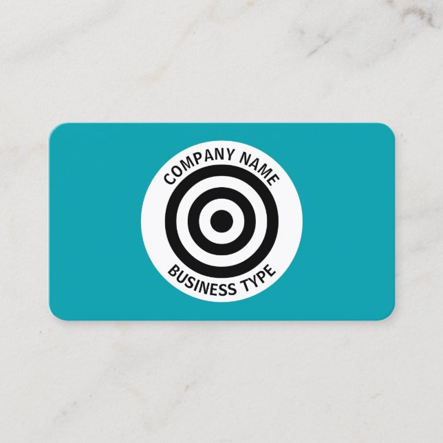 Concentric Circles - Blue #009FAE Business Card (Front)