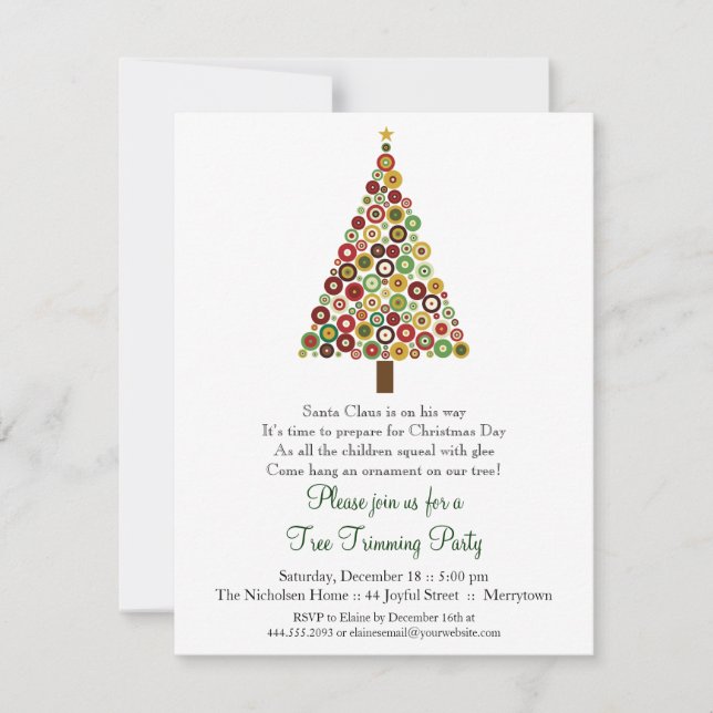Concentric Circles Christmas Tree Party Invitation (Front)
