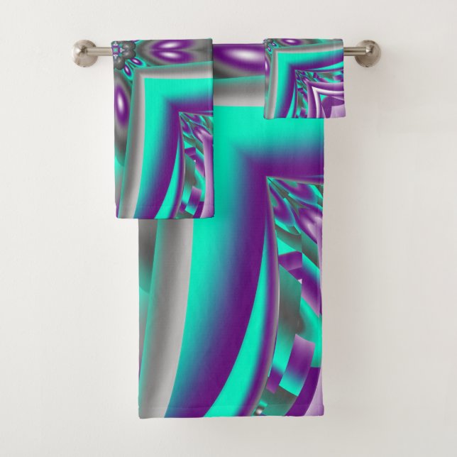 Concentric Circles Pulled To The Point Abstract Bath Towel Set (Insitu)