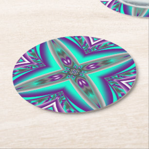 Concentric Circles Pulled To The Point Abstract Round Paper Coaster