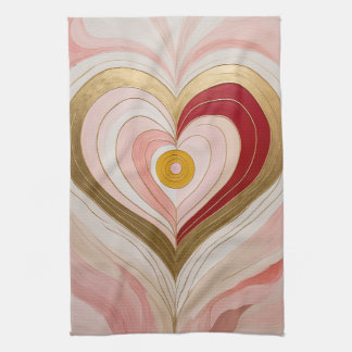 Concentric Heart Blossom Kitchen Towel