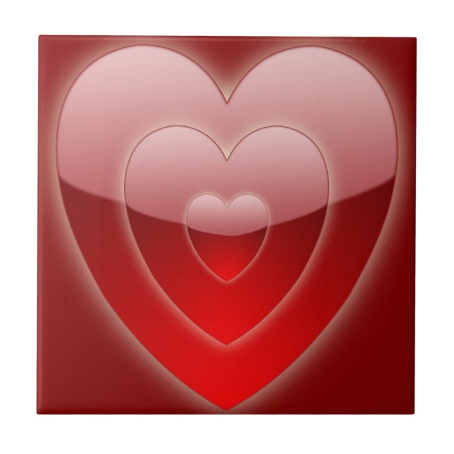 Concentric Hearts Ceramic Tile (Front)