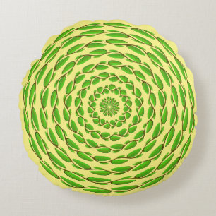 Concentric Leaf Rings by Kenneth Yoncich Round Pillow