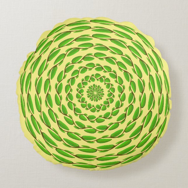 Concentric Leaf Rings by Kenneth Yoncich Round Pillow (Front)