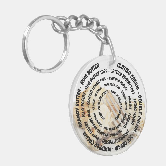 Concentric Mince Pie Ingredients with Toppings Keychain (Front Left)