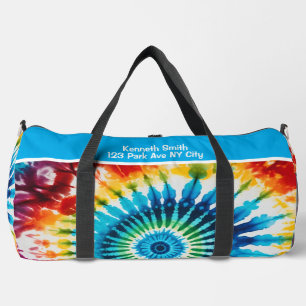 Concentric Rainbow Tie Dye monogram personalized Duffle Bag