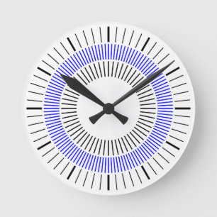 Concentric Rays - Blue Round Clock