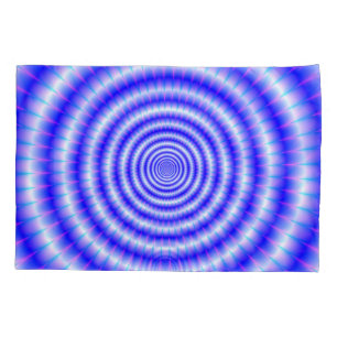 Concentric Rings in Blue and White Pillowcase