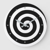 Concentric Spiral in Black & White Round Clock