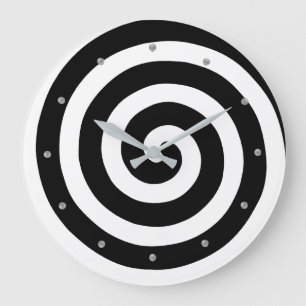 Concentric Spiral in Black & White Round Clock