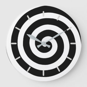 Concentric Spiral in Black & White Round Clock